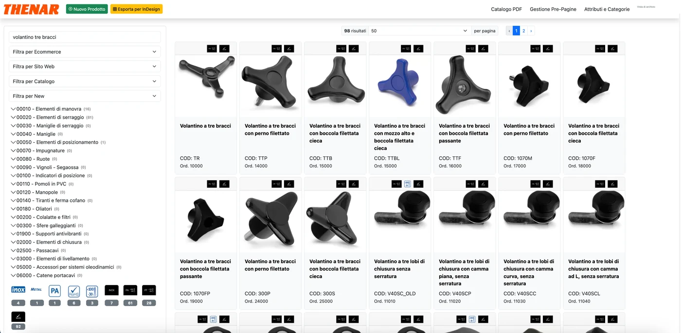 Thenar / Ricerca e gestione dei dati prodotto
